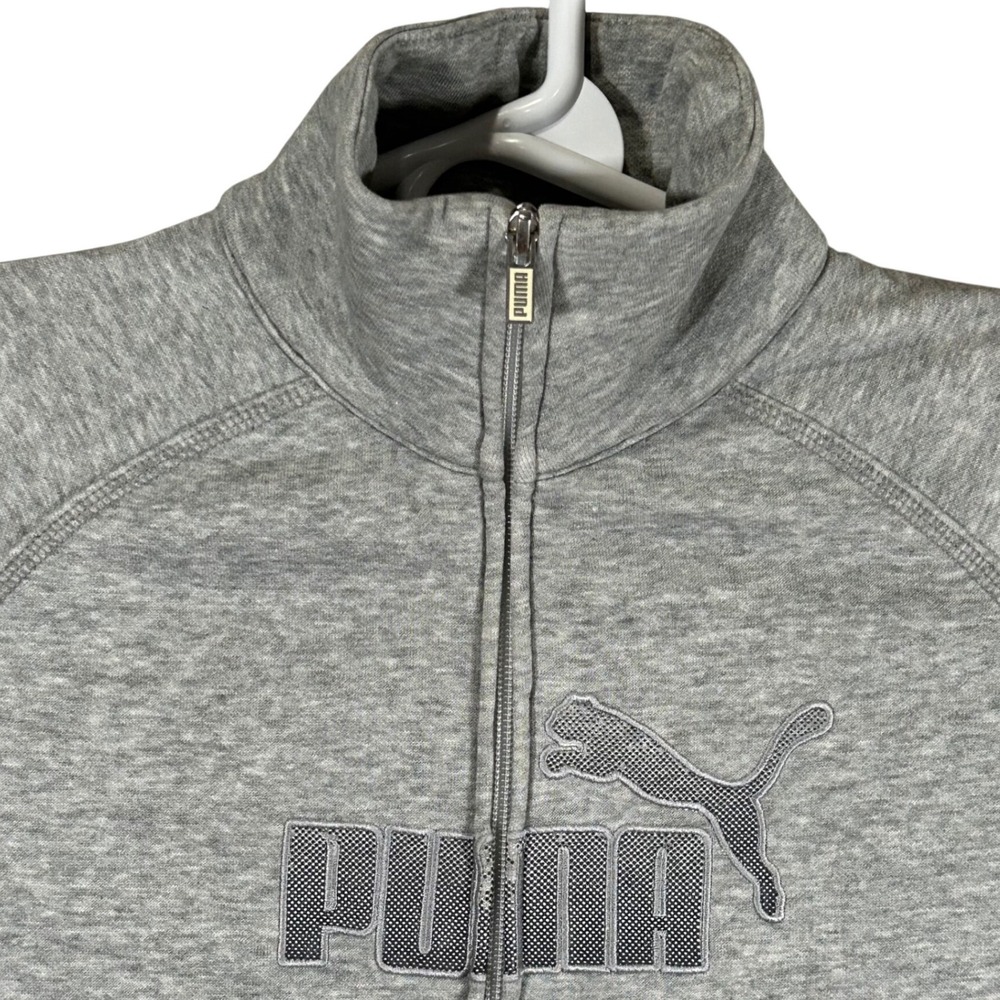 Puma Sport Lifestyle Womens Gray Full Zip Track Jacket Mock Neck Size M